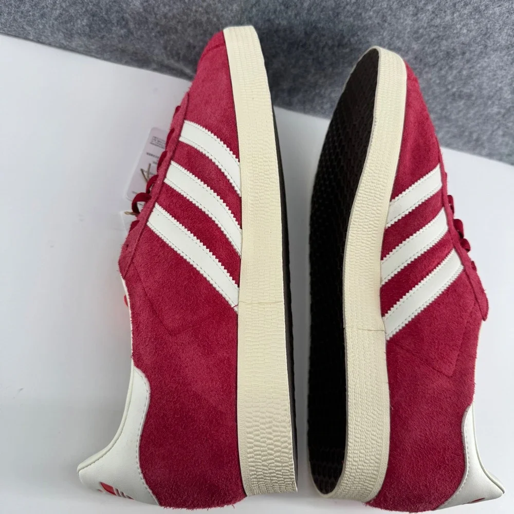 Adidas Gazelle Sneakers Mens 12 Burgundy White IF9652 Hairy Suede Low Top
